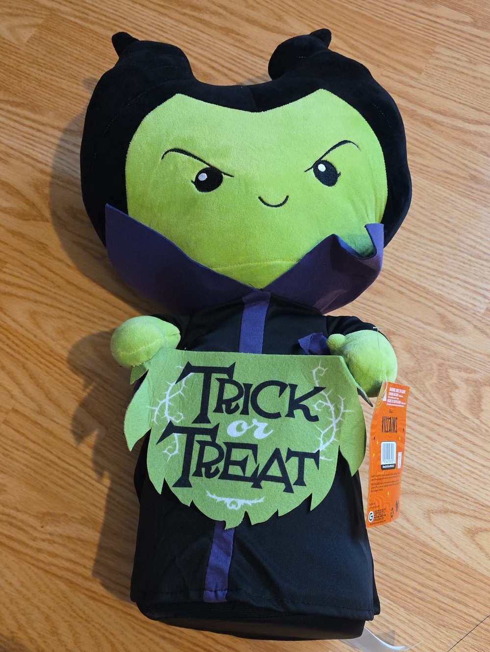Disney Maleficent Halloween Door Greeter Plush W/Trick Or Treat Sign